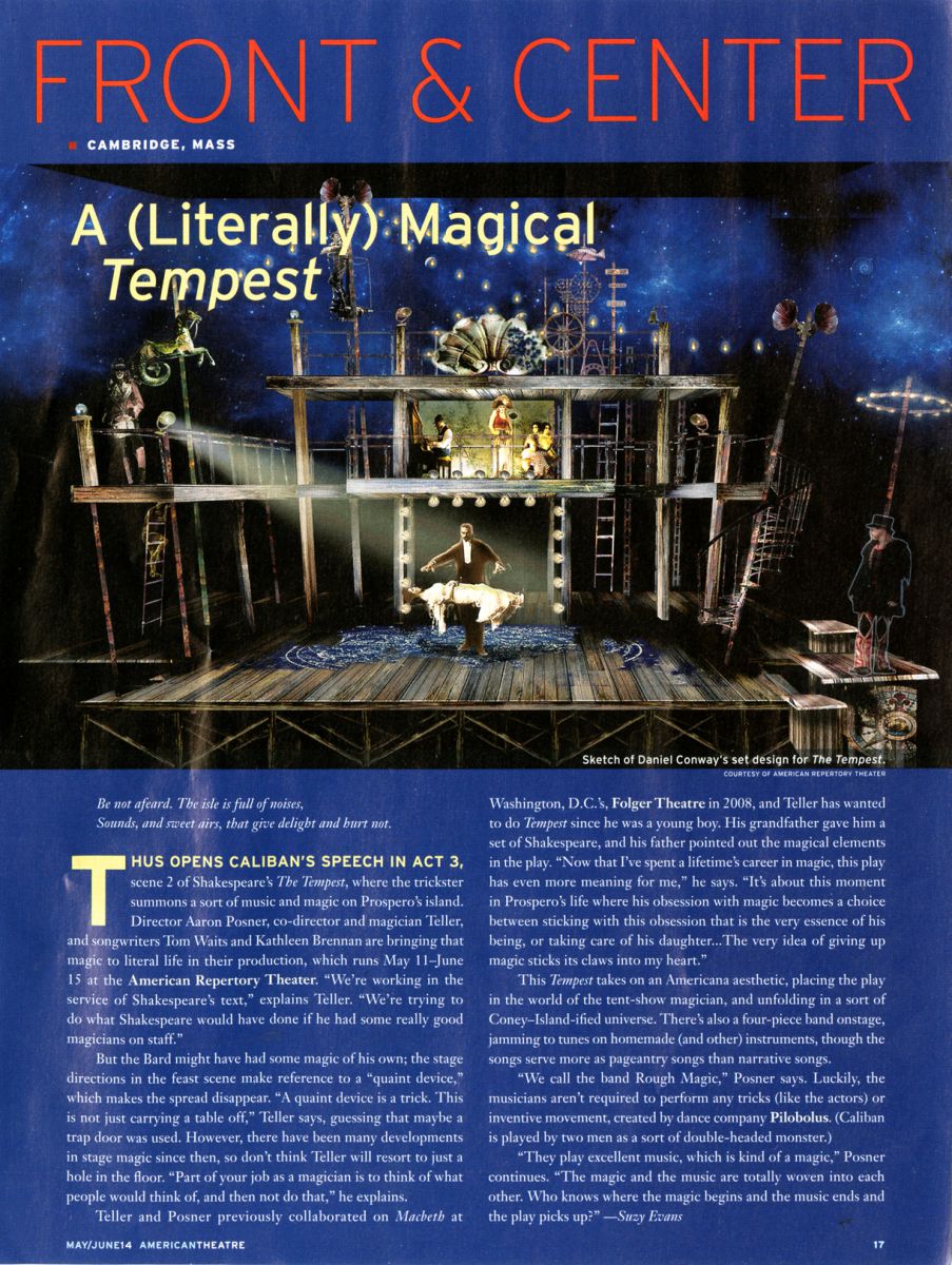 Professor Dan Conway's TEMPEST Scenic Design featured in American Theatre